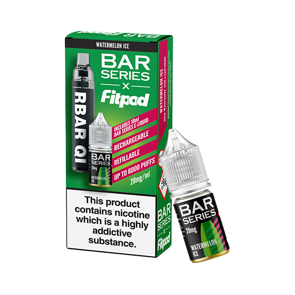 20mg Bar Series x Fitpod RBAR QI Refillable Disposable Vape & 10ml Nic