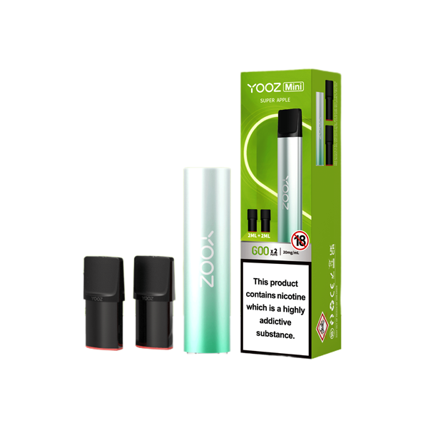 20mg Yooz Mini Rechargeable Device & Vape Pods x2 600 Puffs (BUY 5 GET