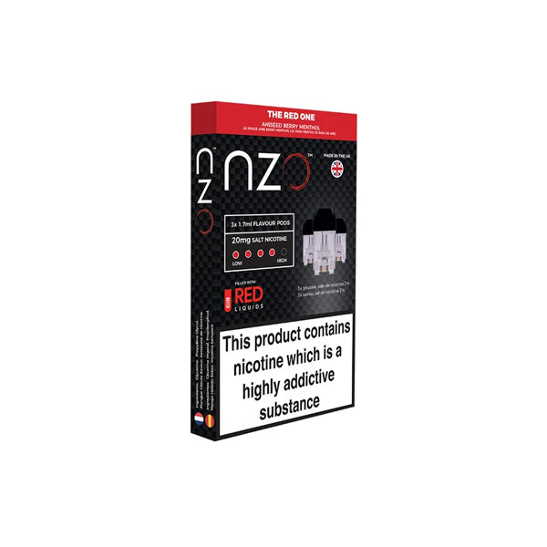 NZO 20mg Salt Cartridges with Red Liquids Nic Salt (50VG/50PG)